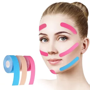 cinta kinesiológica para la cara, cinta para la cara y el cuello, cinta para las arrugas