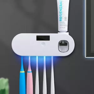 Cepillo de Dientes Desinfectante UV Soporte Exprimidor de Pasta de Dientes