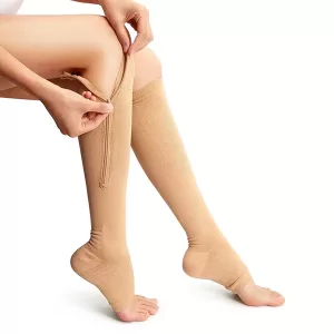 calcetines de compresión, calcetines de compresión con puntera abierta, calcetines de compresión con cremallera, calcetines de vuelo