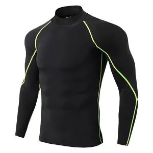Camisa de compresión, manga larga de compresión, lycra para hombre, manga larga para gimnasio