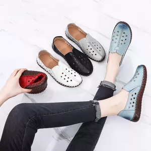 sandalias anchas de verano, sandalias de piel, zapatos anchos, mocasines anchos, zapatos de piel auténtica para mujer, zapatos slip on de piel para mujer