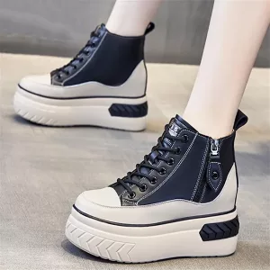 botas de plataforma, botas de cuero, botas de cuero genuino, zapatos de mujer