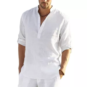 Camisa de hombre, camisa de algodón, camisa casual de hombre, camisa holgada de hombre