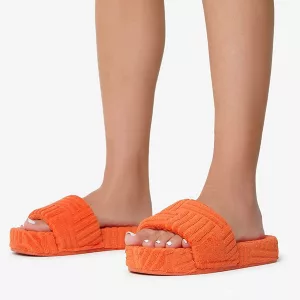 Zapatillas de Peluche Abiertas de Suela Gruesa