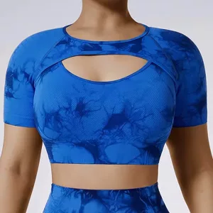 Top Crop de Manga Corta para Mujeres para Deportes