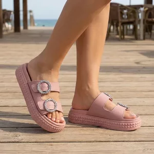 Sandalias de mujer con suela gruesa ajustable cómodas de verano tipo slip-on