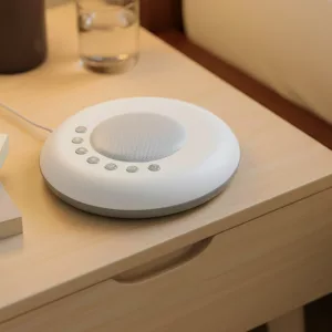 Generador de ruido blanco portátil y compacto con sonidos relajantes y luz nocturna