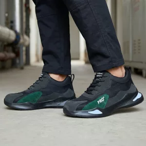 Zapatillas de seguridad para hombre con puntera de acero, transpirables y absorbentes de impactos
