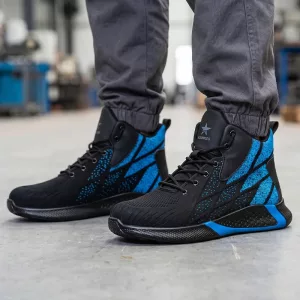 Zapatillas de seguridad de caña alta con puntera de acero, antideslizantes, con absorción de impactos y reflectantes para trabajo