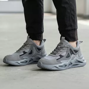Zapatillas de seguridad transpirables con puntera de acero para hombre, antideslizantes y ligeras para trabajo