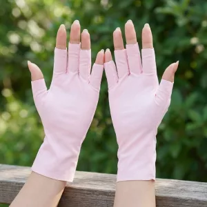 Guantes de seda de hielo con protección UV y medio dedo