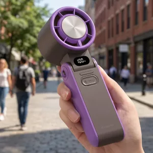 Mini ventilador de mano portátil, plegable y recargable con cordón
